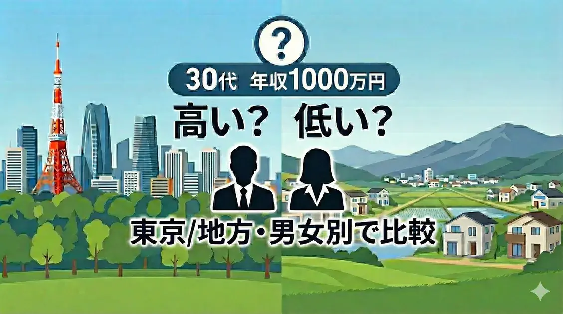 30代で年収1000万円は高い?低い?東京と地方・男女別データで解説 のアイキャッチ画像
