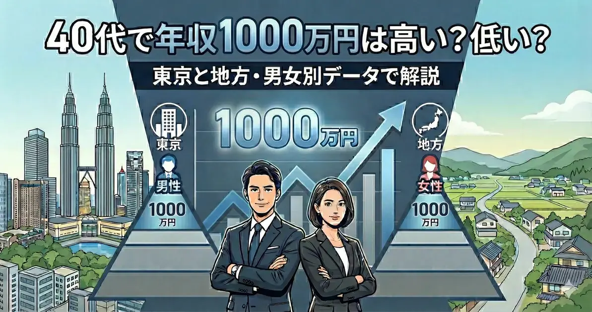 40代で年収1000万円は高い？低い？東京と地方・男女別データで解説 のアイキャッチ画像