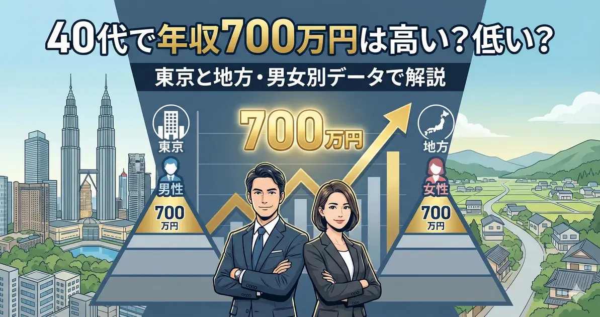 40代で年収700万円は高い?低い?東京と地方・男女別データで解説 のアイキャッチ画像