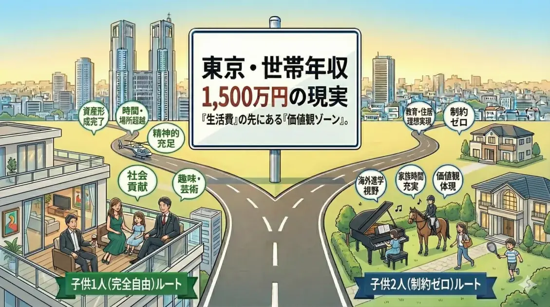 東京で世帯年収1,500万円の手取りと生活レベルは?【子なし/子供あり比較】 のアイキャッチ画像