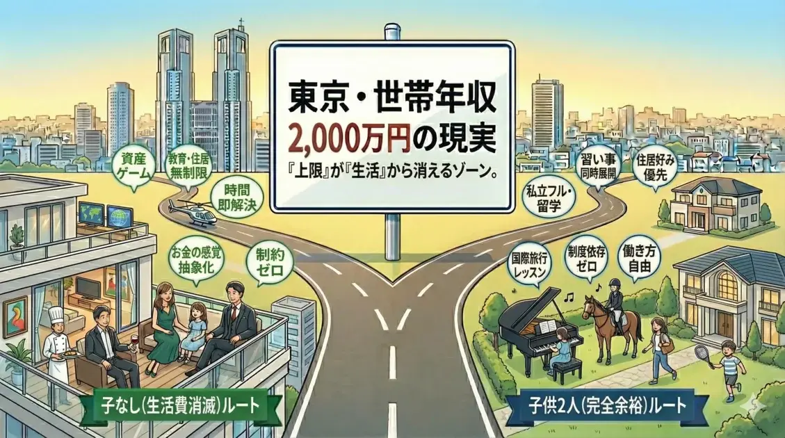 東京で世帯年収2,000万円の手取りと生活レベルは?【子なし/子供あり比較】 のアイキャッチ画像